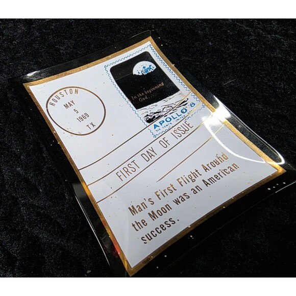 Vintage Apollo 8 Commemorative Glass Tray – First Day of Issue Design - Picture 4 of 7
